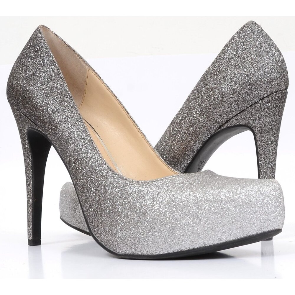 Jessica‎ Simpson 9M Ombre Silver Glitter Stiletto Heel Almond Toe Wedding Formal